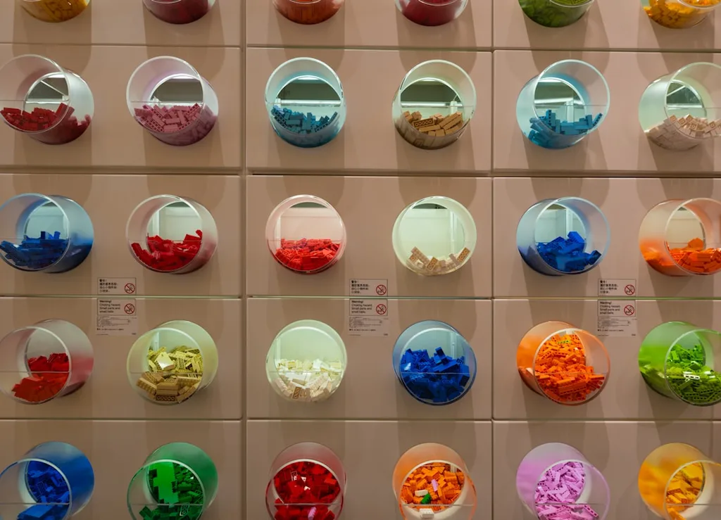 Display case with coloured confectionery