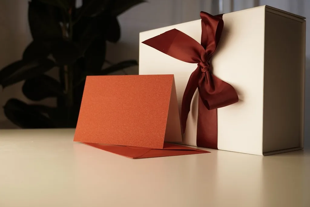 Gift box with red bow