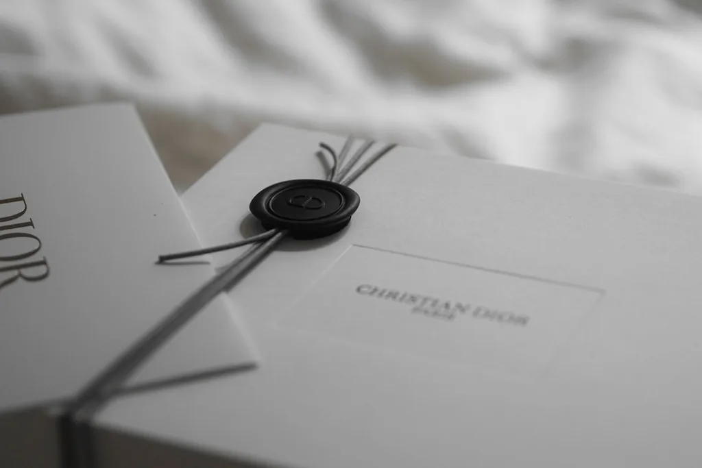 Luxury gift box with wax seal and ribbon