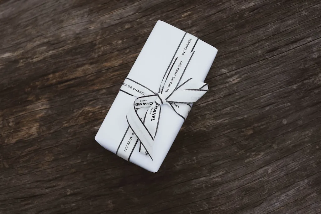 White box on wooden table